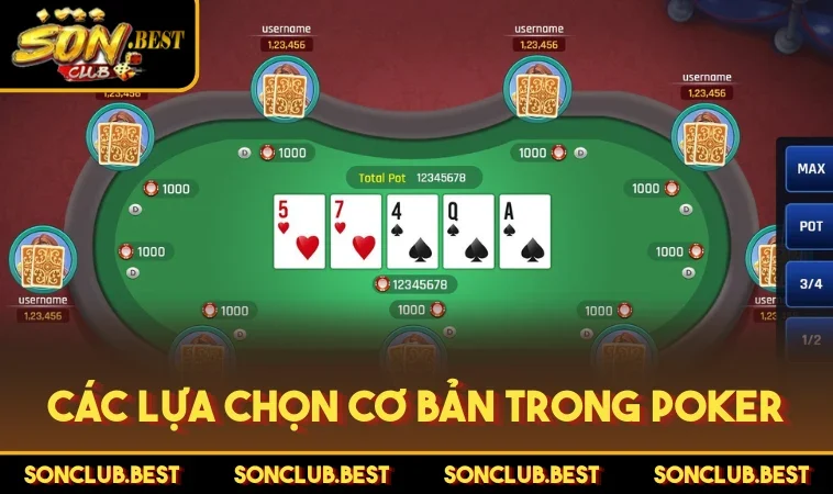 Các lựa chọn cơ bản trong Poker