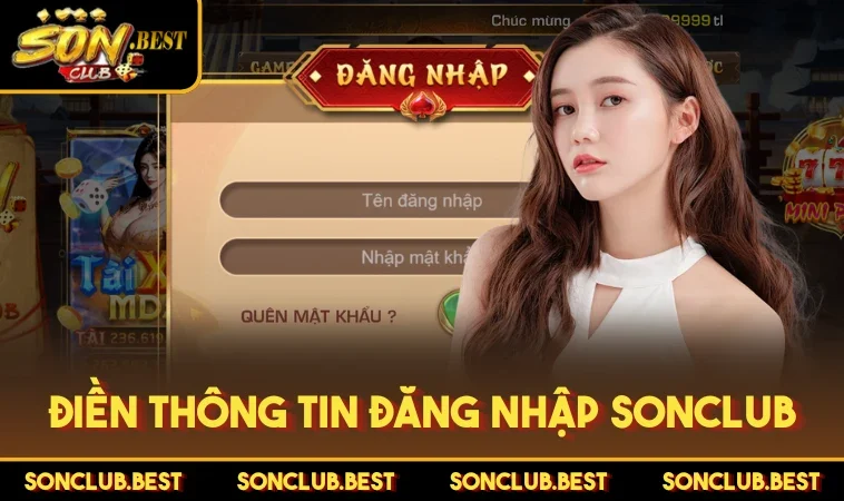 Điền thông tin đăng nhập SONCLUB