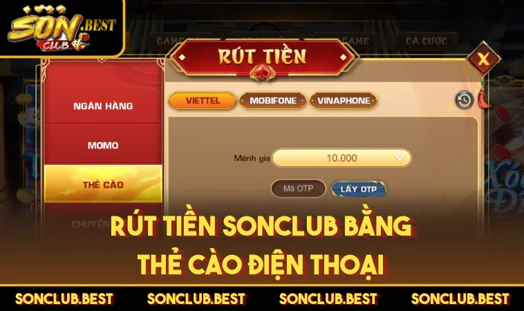 Rút tiền SONCLUB bằng thẻ cào điện thoại