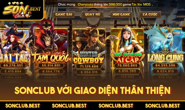 SONCLUB với giao diện thân thiện