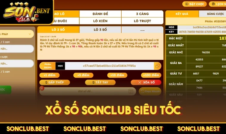 Xổ số SONCLUB siêu tốc